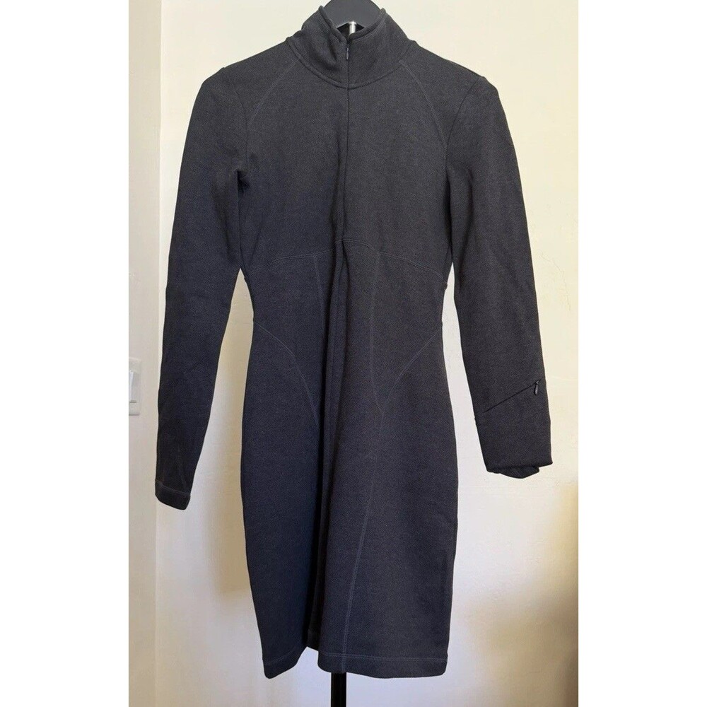 Athleta Cassidy Funnel Neck Sheath Dress Long Sleeve Half Zip Ponte Knit XS Gorp